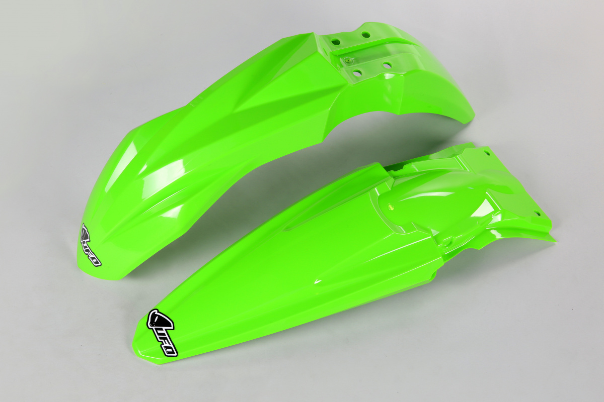 Fenders kit - neon green - Kawasaki - REPLICA PLASTICS - KAFK224-AFLU - UFO Plast