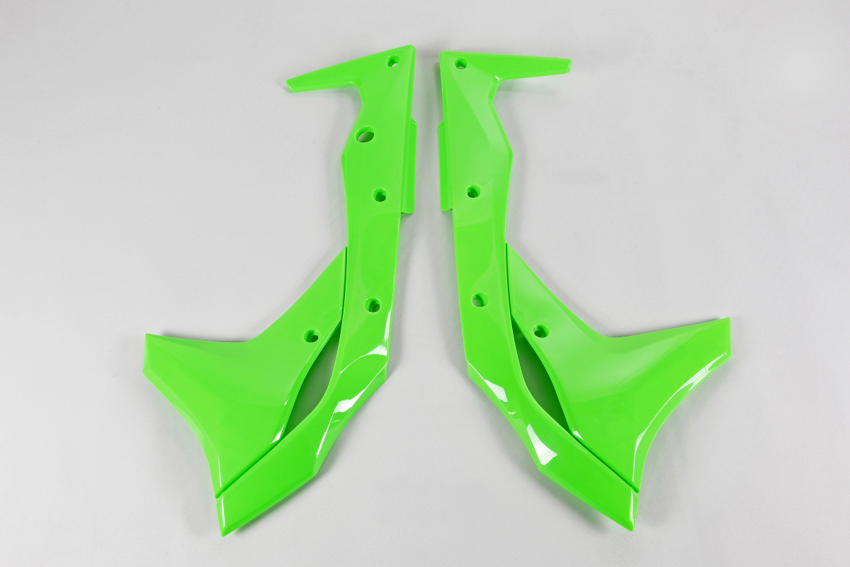 Radiator Covers neon green for Kawasaki KXF 250 (2017-20) - REPLICA PLASTICS - KA04747-AFLU - Ufo Plast