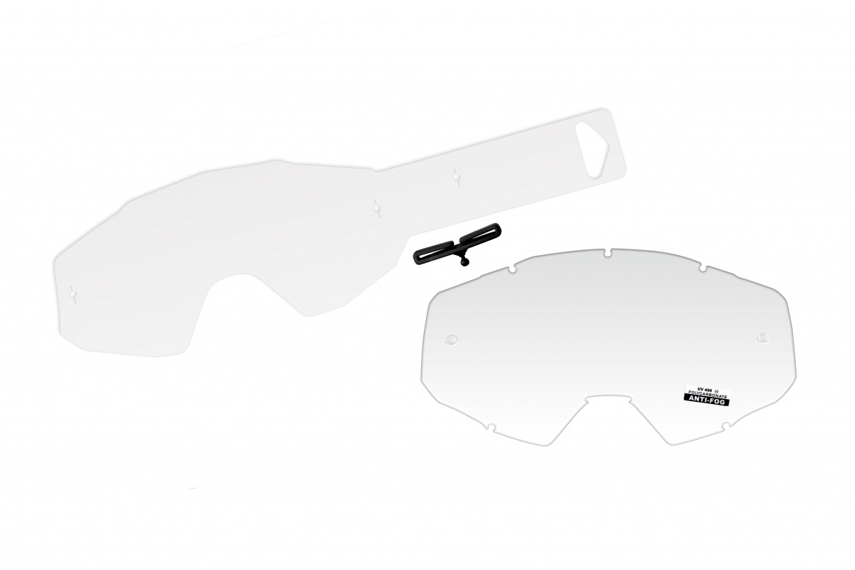 Clear lens with 10 tear off's for motocross Epsilon goggle - Goggles - LE02209 - Ufo Plast