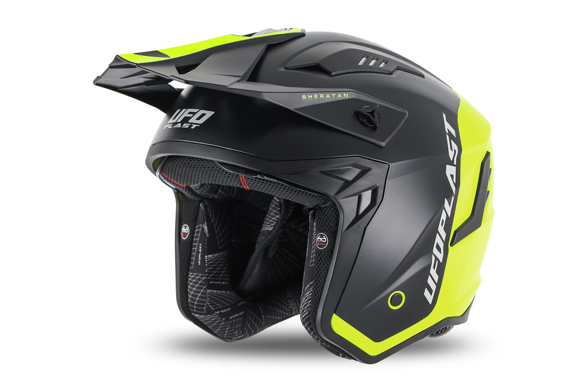 Sheratan cross jet helmet neon yellow and black